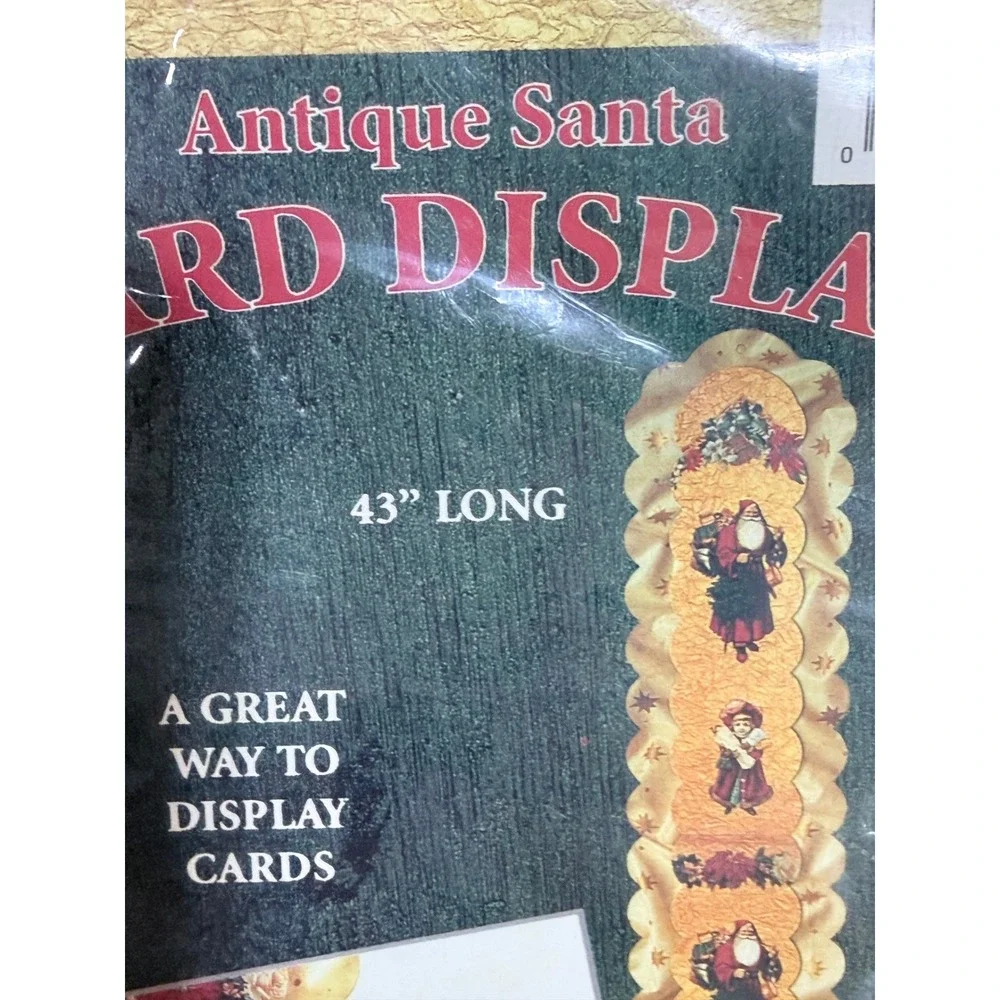 Giftco Antique Santa Christmas Card Display 43 Inch Long Holds 30 Cards Vintage
